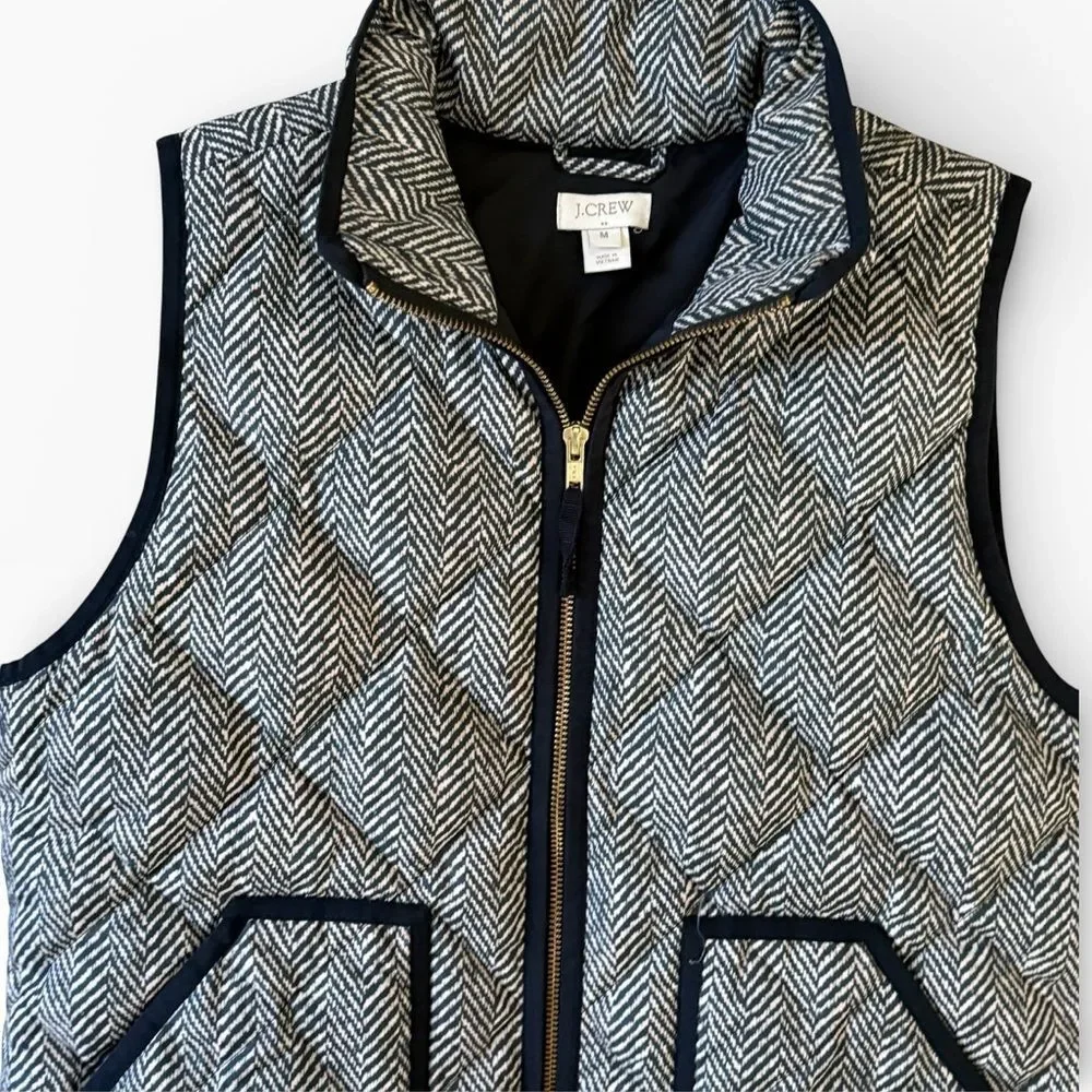 J Crew Excursion Blogger Favorite Quilted Down Fill Vest Herringbone Medium